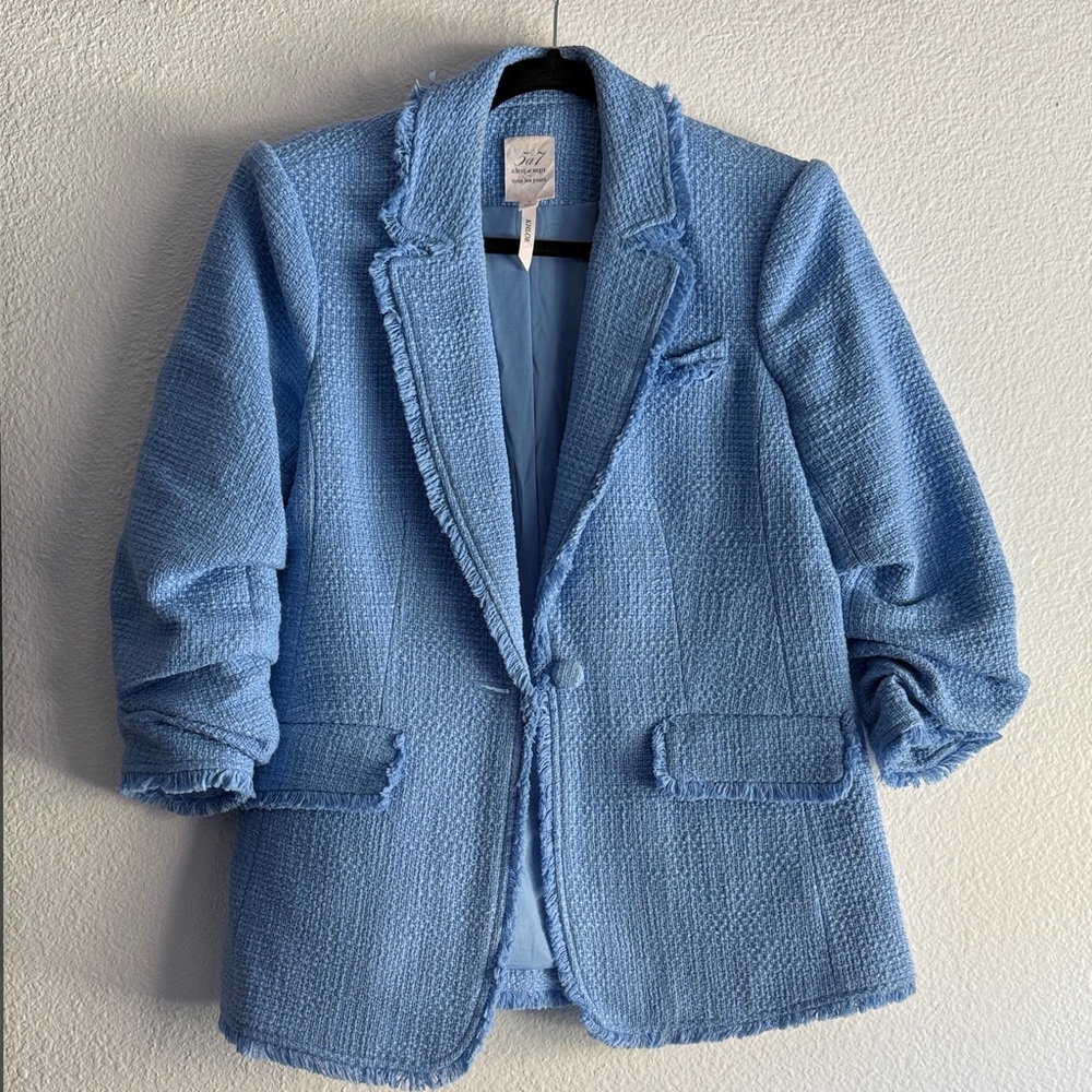 Cinq à Sept Blue Textured Blazer